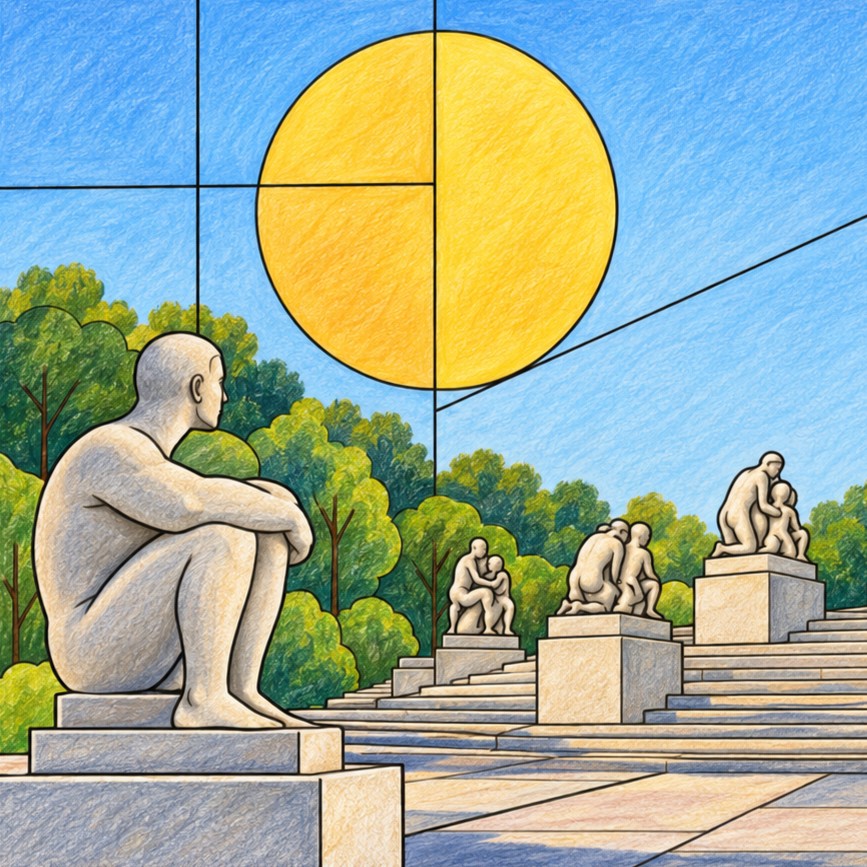 Oslo Bauhaus colouring book illustration