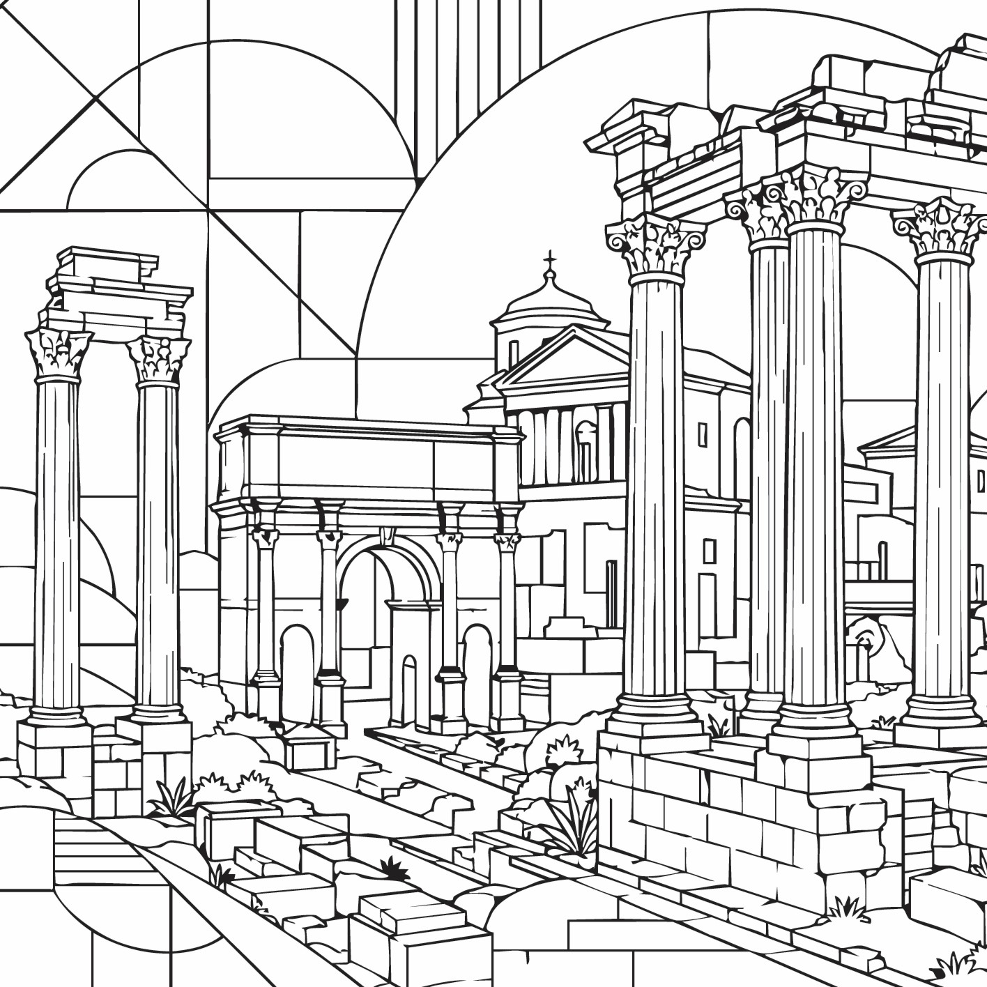Rome Bauhaus colouring book illustration 2